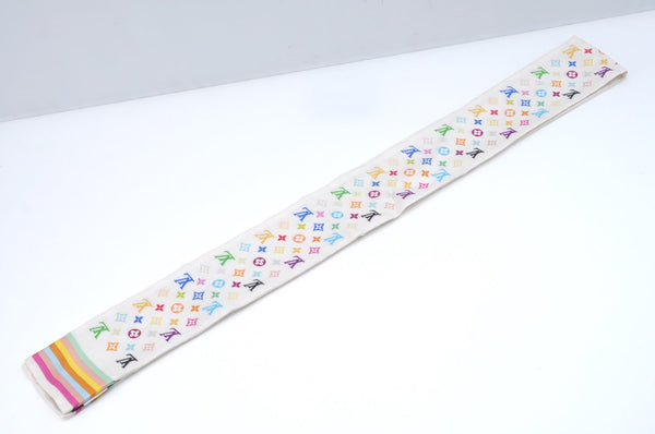 Authentic Louis Vuitton Monogram Multicolor Bandeau Scarf White M71991 LV 4967H