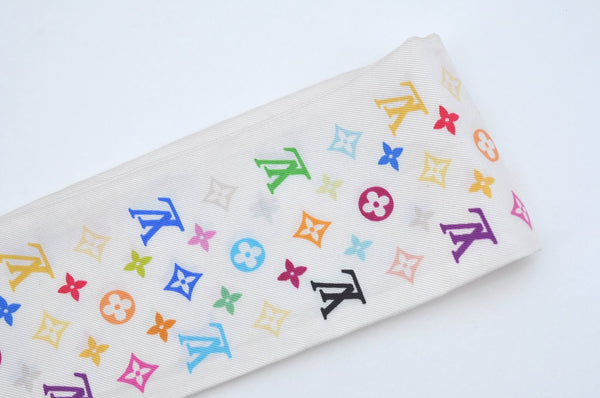 Authentic Louis Vuitton Monogram Multicolor Bandeau Scarf White M71991 LV 4967H