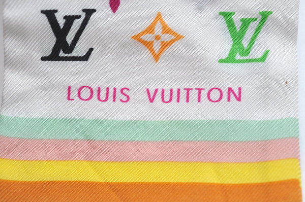 Authentic Louis Vuitton Monogram Multicolor Bandeau Scarf White M71991 LV 4967H