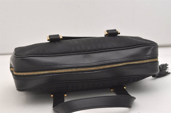 Authentic GIVENCHY Vintage Tassel Canvas Leather Hand Bag Purse Black 4967J
