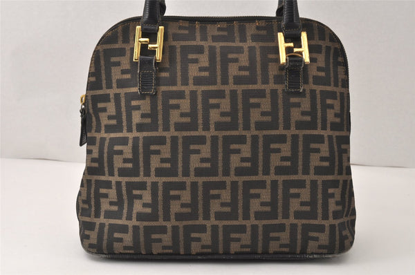 Authentic FENDI Zucca 2Way Shoulder Hand Bag Purse Canvas Leather Brown 4967K