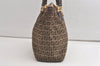 Authentic FENDI Zucchino Vintage Hand Tote Bag Canvas Leather Brown 4968K