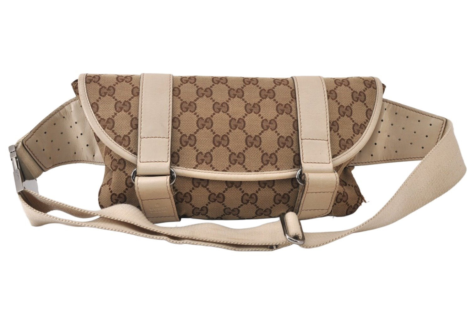 Authentic GUCCI Vintage Waist Body Bag Purse Canvas Leather 145851 Brown 4969K