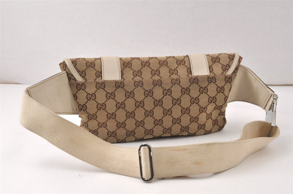 Authentic GUCCI Vintage Waist Body Bag Purse Canvas Leather 145851 Brown 4969K