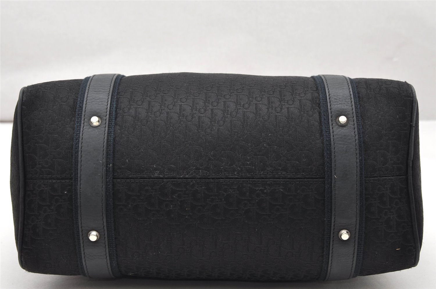 Authentic Christian Dior Trotter Street Chic Hand Bag Canvas Leather Black 4970K