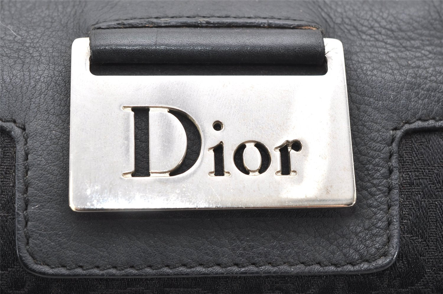 Authentic Christian Dior Trotter Street Chic Hand Bag Canvas Leather Black 4970K