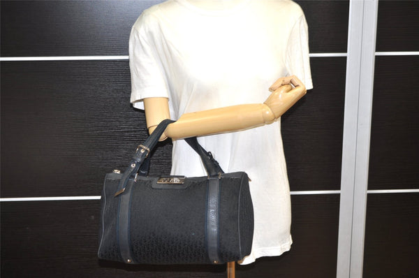 Authentic Christian Dior Trotter Street Chic Hand Bag Canvas Leather Black 4970K