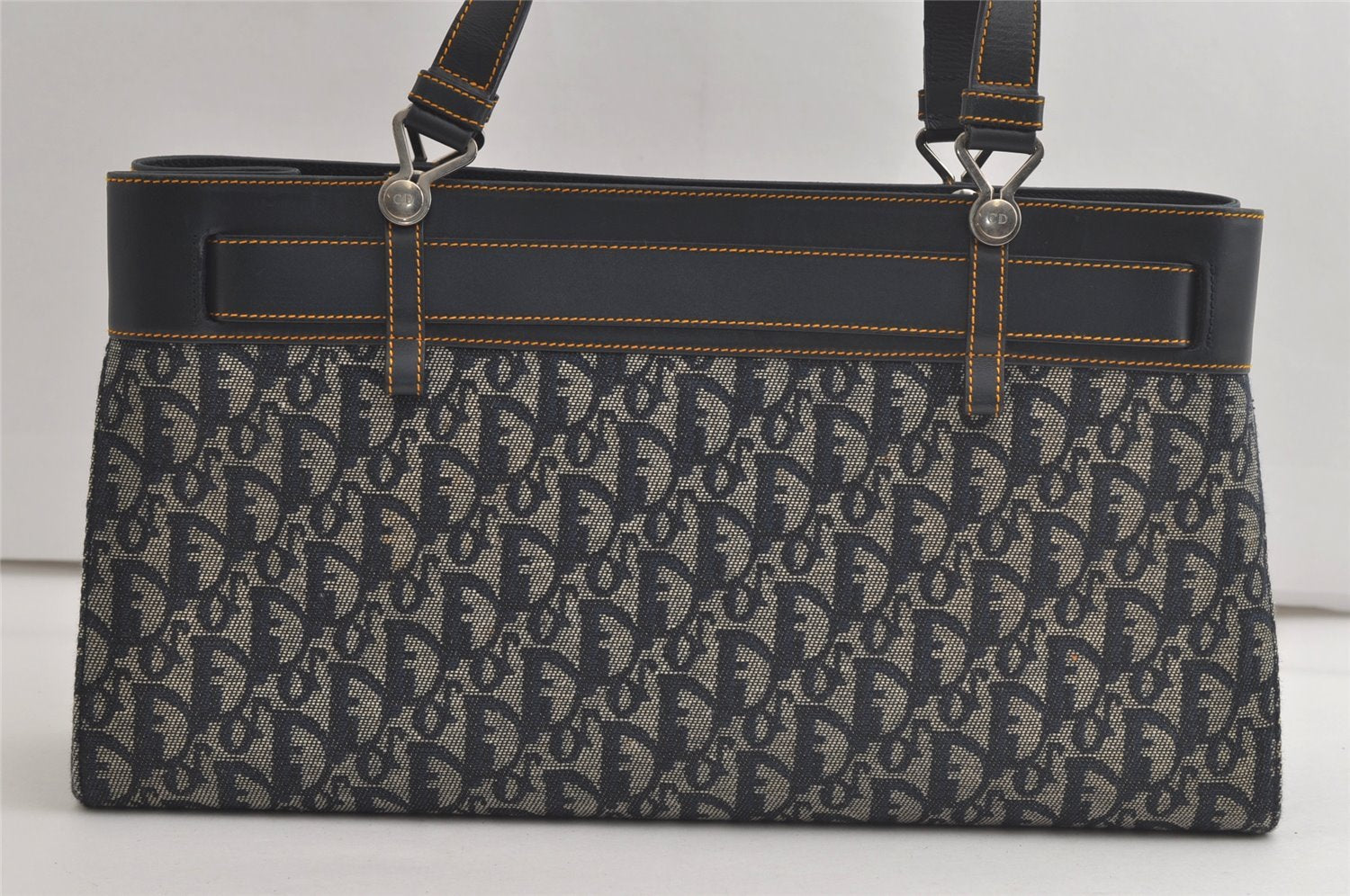 Authentic Christian Dior Trotter Vintage Hand Bag Denim Leather Blue 4971K