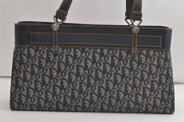 Authentic Christian Dior Trotter Vintage Hand Bag Denim Leather Blue 4971K