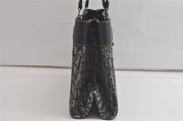 Authentic Christian Dior Trotter Vintage Hand Bag Denim Leather Blue 4971K
