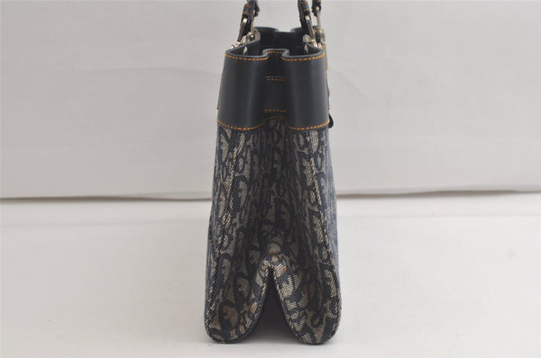 Authentic Christian Dior Trotter Vintage Hand Bag Denim Leather Blue 4971K