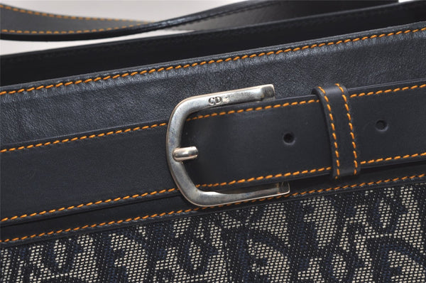 Authentic Christian Dior Trotter Vintage Hand Bag Denim Leather Blue 4971K