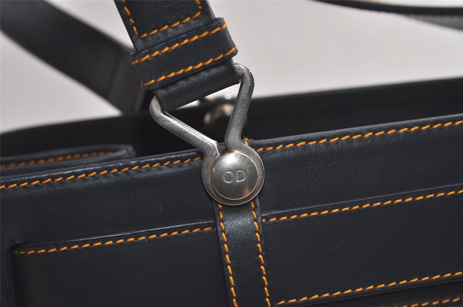 Authentic Christian Dior Trotter Vintage Hand Bag Denim Leather Blue 4971K