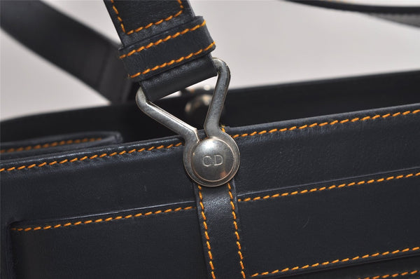 Authentic Christian Dior Trotter Vintage Hand Bag Denim Leather Blue 4971K