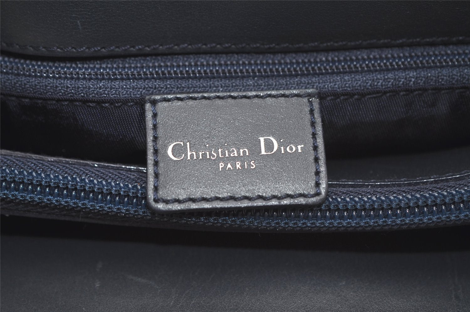 Authentic Christian Dior Trotter Vintage Hand Bag Denim Leather Blue 4971K