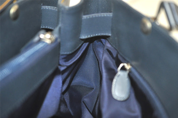 Authentic Christian Dior Trotter Vintage Hand Bag Denim Leather Blue 4971K