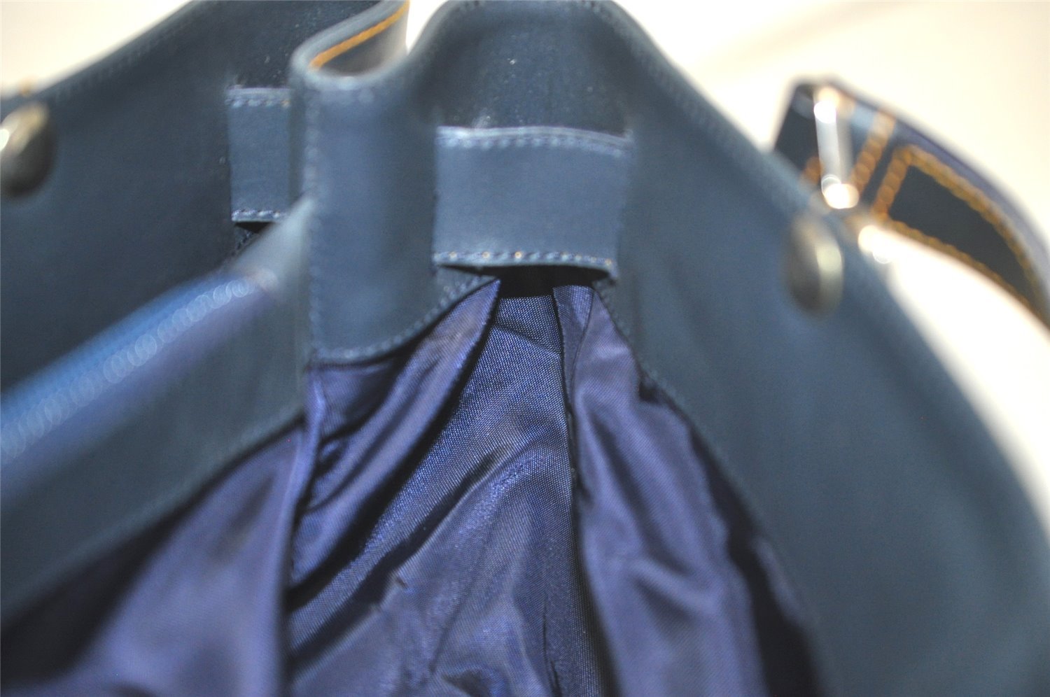 Authentic Christian Dior Trotter Vintage Hand Bag Denim Leather Blue 4971K