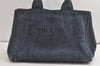 Authentic PRADA Vintage Canapa M Denim Tote Hand Bag Blue 4972K