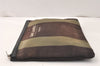 Authentic SAINT LAURENT Clutch Hand Bag Purse Canvas Leather Brown Junk 4973K