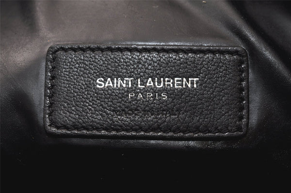 Authentic SAINT LAURENT Clutch Hand Bag Purse Canvas Leather Brown Junk 4973K