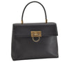 Authentic Salvatore Ferragamo Gancini Leather 2Way Shoulder Hand Bag Black 4974J