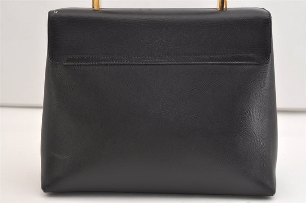 Authentic Salvatore Ferragamo Gancini Leather 2Way Shoulder Hand Bag Black 4974J