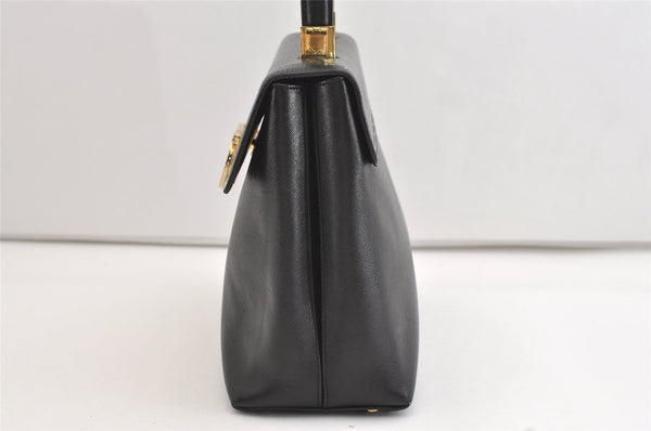 Authentic Salvatore Ferragamo Gancini Leather 2Way Shoulder Hand Bag Black 4974J