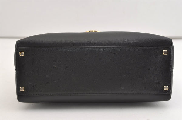 Authentic Salvatore Ferragamo Gancini Leather 2Way Shoulder Hand Bag Black 4974J