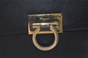 Authentic Salvatore Ferragamo Gancini Leather 2Way Shoulder Hand Bag Black 4974J