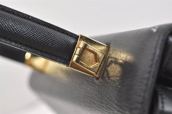 Authentic Salvatore Ferragamo Gancini Leather 2Way Shoulder Hand Bag Black 4974J