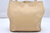 Authentic CHANEL Caviar Skin Turnlock Shoulder Tote Bag Beige CC 4974K