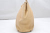 Authentic CHANEL Caviar Skin Turnlock Shoulder Tote Bag Beige CC 4974K