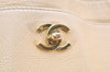 Authentic CHANEL Caviar Skin Turnlock Shoulder Tote Bag Beige CC 4974K