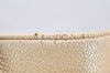 Authentic CHANEL Caviar Skin Turnlock Shoulder Tote Bag Beige CC 4974K