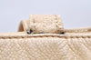 Authentic CHANEL Caviar Skin Turnlock Shoulder Tote Bag Beige CC 4974K