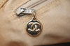Authentic CHANEL Caviar Skin Turnlock Shoulder Tote Bag Beige CC 4974K