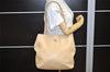 Authentic CHANEL Caviar Skin Turnlock Shoulder Tote Bag Beige CC 4974K