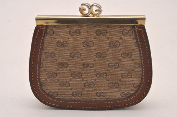 Authentic GUCCI Vintage Micro GG PVC Leather Coin Purse Case Brown 4978J