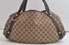 Authentic GUCCI Abbey Shoulder Tote Bag GG Canvas Leather 130736 Brown 4981K
