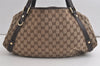 Authentic GUCCI Abbey Shoulder Tote Bag GG Canvas Leather 130736 Brown 4981K