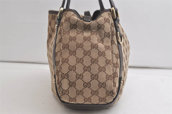 Authentic GUCCI Abbey Shoulder Tote Bag GG Canvas Leather 130736 Brown 4981K