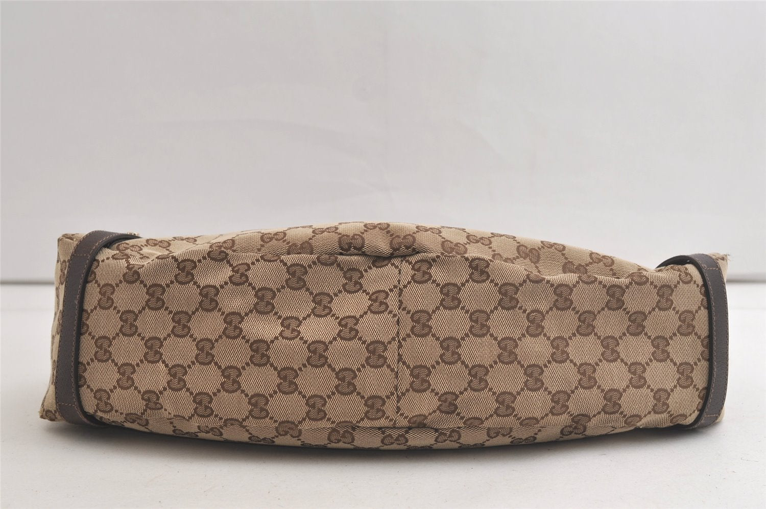 Authentic GUCCI Abbey Shoulder Tote Bag GG Canvas Leather 130736 Brown 4981K