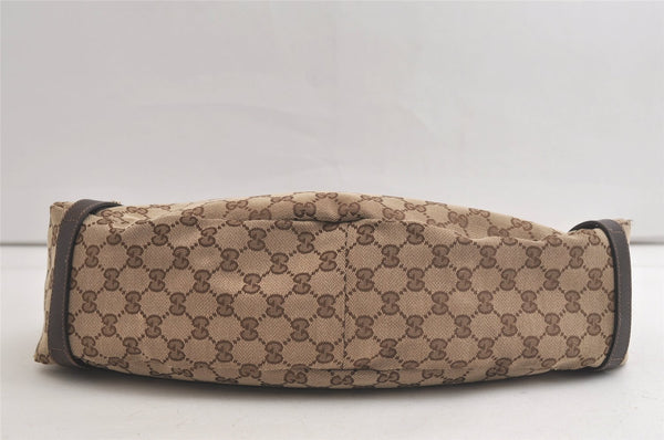Authentic GUCCI Abbey Shoulder Tote Bag GG Canvas Leather 130736 Brown 4981K