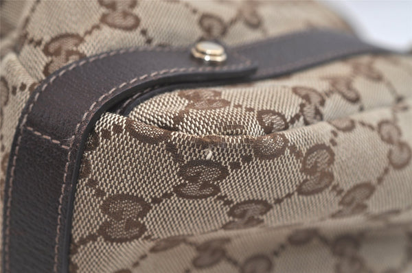 Authentic GUCCI Abbey Shoulder Tote Bag GG Canvas Leather 130736 Brown 4981K
