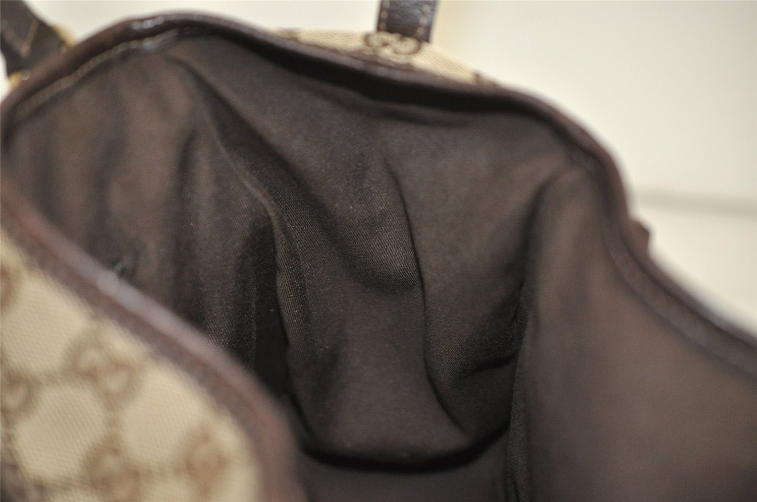 Authentic GUCCI Abbey Shoulder Tote Bag GG Canvas Leather 130736 Brown 4981K