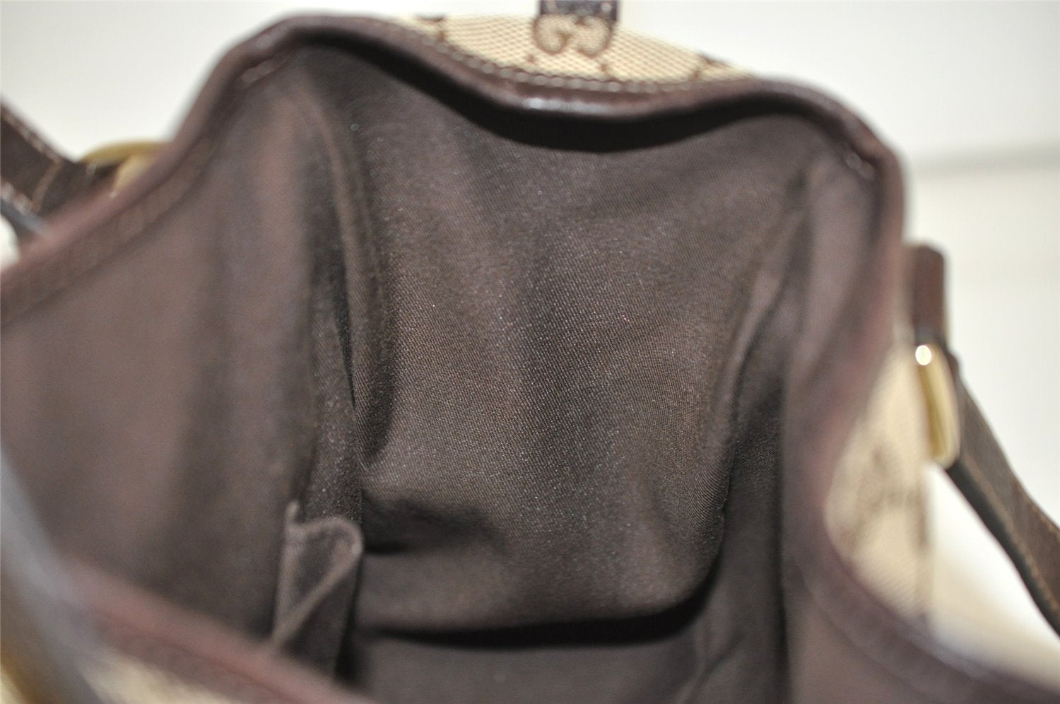 Authentic GUCCI Abbey Shoulder Tote Bag GG Canvas Leather 130736 Brown 4981K