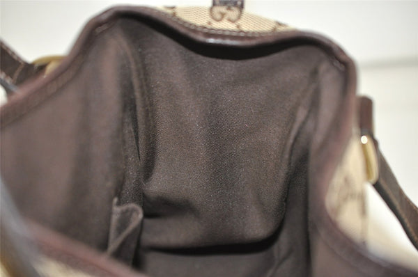 Authentic GUCCI Abbey Shoulder Tote Bag GG Canvas Leather 130736 Brown 4981K