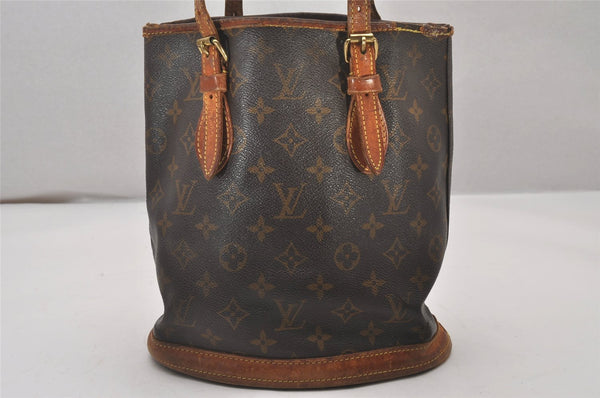 Authentic Louis Vuitton Monogram Bucket PM Shoulder Tote Bag M42238 LV 4989I