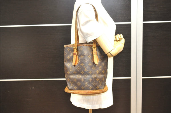 Authentic Louis Vuitton Monogram Bucket PM Shoulder Tote Bag M42238 LV 4989I