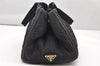 Authentic PRADA Canapa M Cotton 2Way Shoulder Hand Bag Black 4989K